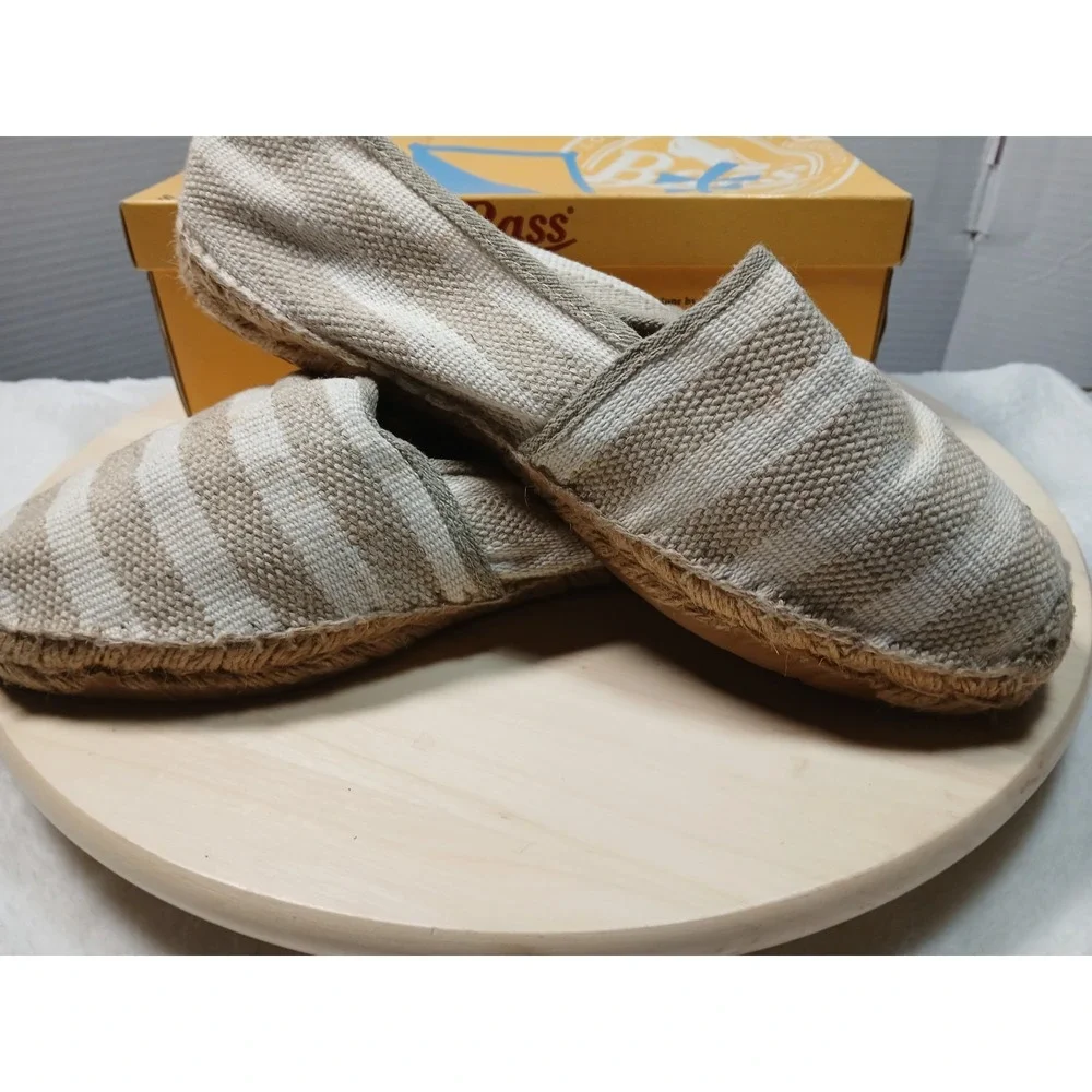 Bass Women's Summer Cream Striped Espadrilles Flats Size 11 Made in Spain